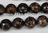 CBZ97 15.5 inches 14mm faceted round bronzite gemstone beads