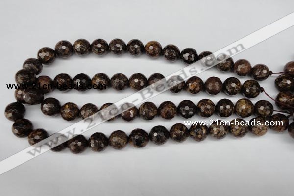 CBZ97 15.5 inches 14mm faceted round bronzite gemstone beads