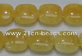 CCA14 15.5 inches 15*15mm square double drilled yellow calcite beads