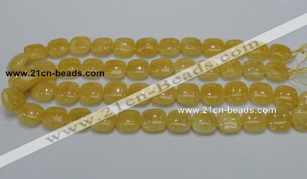 CCA14 15.5 inches 15*15mm square double drilled yellow calcite beads