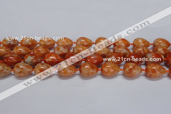 CCA463 15.5 inches 15*20mm teardrop orange calcite gemstone beads