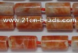 CCA465 15.5 inches 8*16mm tube orange calcite gemstone beads