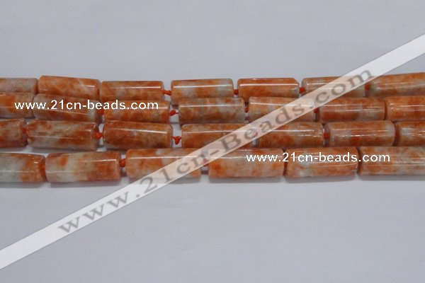 CCA466 15.5 inches 12*30mm tube orange calcite gemstone beads