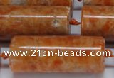 CCA468 15.5 inches 15*40mm tube orange calcite gemstone beads