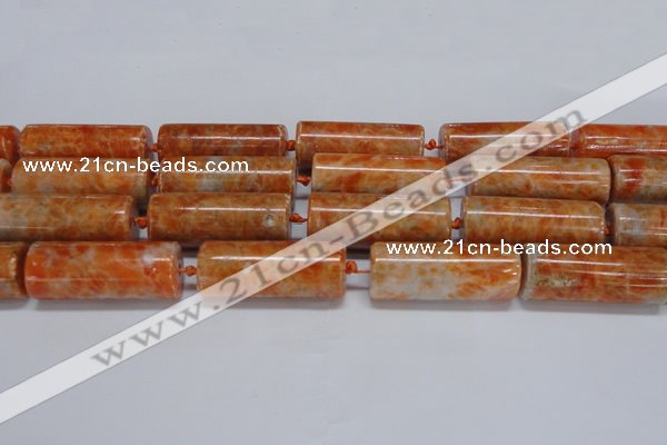 CCA468 15.5 inches 15*40mm tube orange calcite gemstone beads