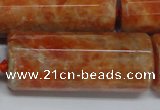 CCA472 15.5 inches 16*40mm faceted tube orange calcite gemstone beads