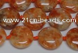 CCA475 15.5 inches 15mm flat round orange calcite gemstone beads