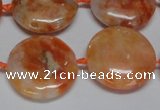 CCA476 15.5 inches 20mm flat round orange calcite gemstone beads