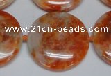 CCA478 15.5 inches 30mm flat round orange calcite gemstone beads