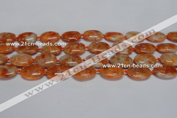 CCA483 15.5 inches 15*20mm oval orange calcite gemstone beads