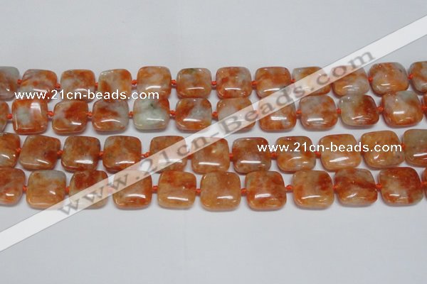 CCA492 15.5 inches 15mm square orange calcite gemstone beads