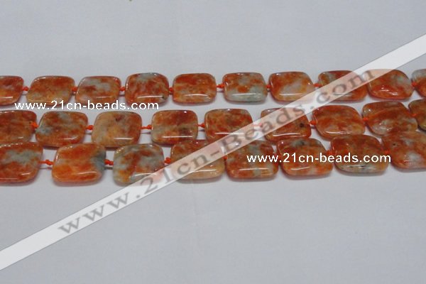 CCA493 15.5 inches 20mm square orange calcite gemstone beads