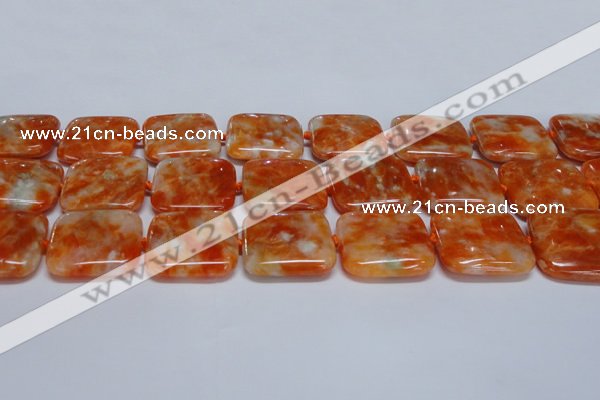 CCA495 15.5 inches 30mm square orange calcite gemstone beads