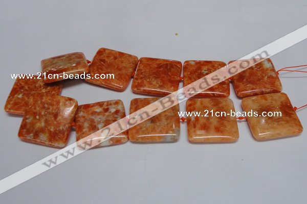 CCA496 15.5 inches 35mm square orange calcite gemstone beads