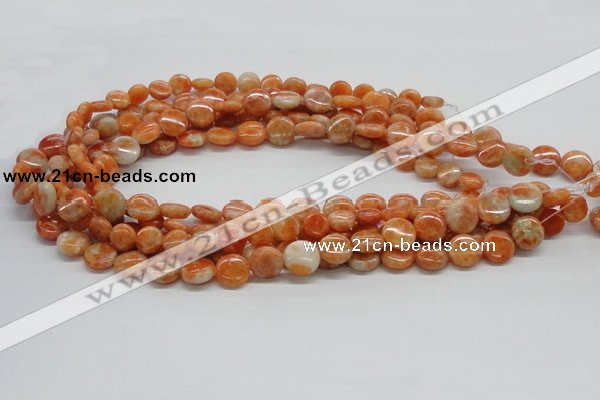 CCA54 15.5 inches 12mm flat round orange calcite gemstone beads