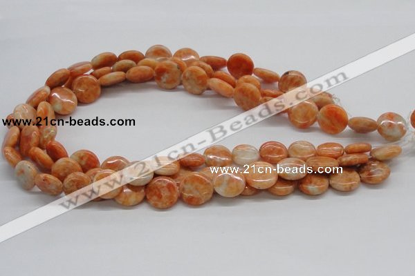 CCA55 15.5 inches 16mm flat round orange calcite gemstone beads