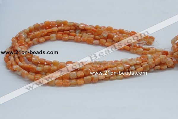 CCA56 15.5 inches 8*8mm square orange calcite gemstone beads