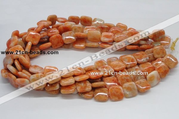 CCA57 15.5 inches 16*16mm square orange calcite gemstone beads