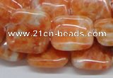 CCA58 15.5 inches 20*20mm square orange calcite gemstone beads