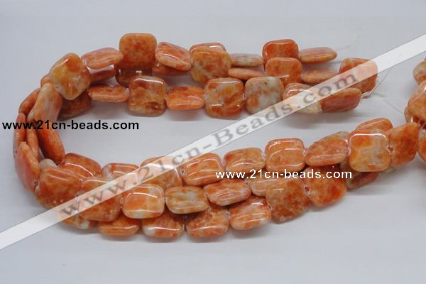 CCA58 15.5 inches 20*20mm square orange calcite gemstone beads