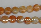 CCA63 15.5 inches 10mm flat round orange calcite gemstone beads