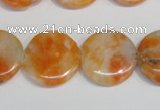 CCA64 15.5 inches 20mm flat round orange calcite gemstone beads