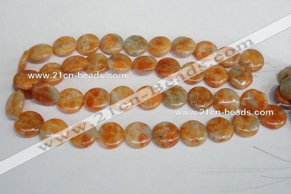 CCA64 15.5 inches 20mm flat round orange calcite gemstone beads