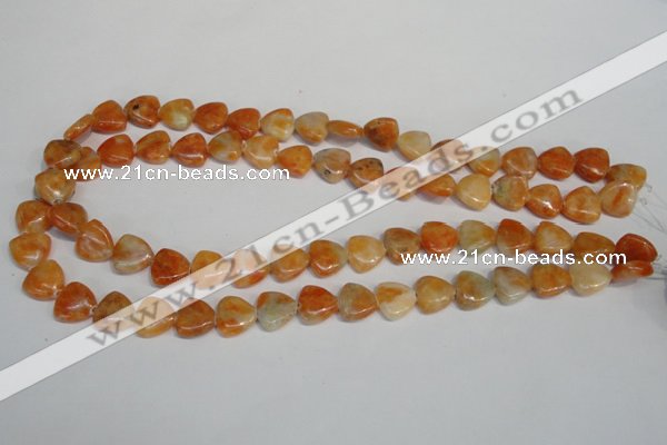 CCA69 15.5 inches 12*12mm triangle orange calcite gemstone beads