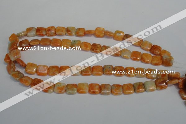 CCA72 15.5 inches 12*12mm square orange calcite gemstone beads