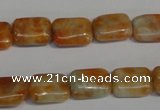 CCA75 15.5 inches 10*14mm rectangle orange calcite gemstone beads