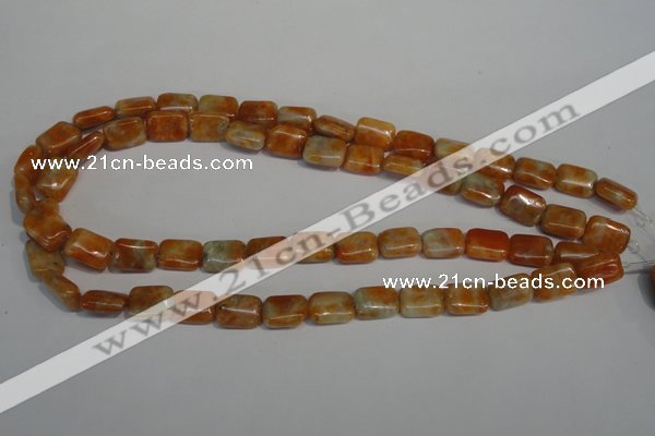 CCA75 15.5 inches 10*14mm rectangle orange calcite gemstone beads