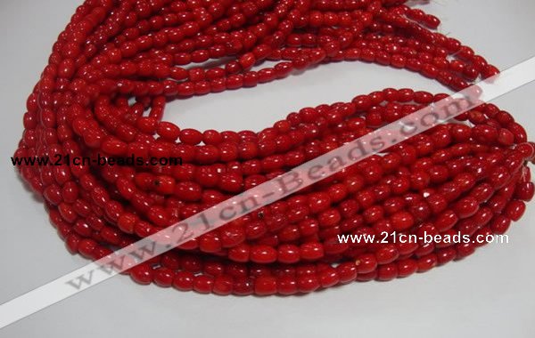 CCB03 15.5 inches 6*8mm drum shape red coral beads Wholesale