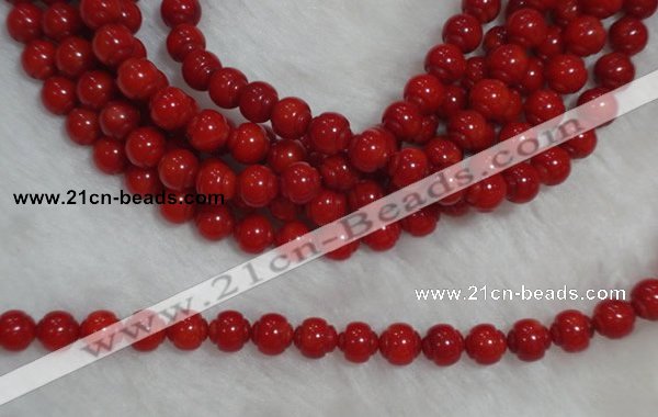 CCB08 15.5 inches 6*7mm lantern shape red coral beads Wholesale