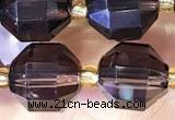 CCB1011 15 inches 9*10mm faceted smoky quartz beads