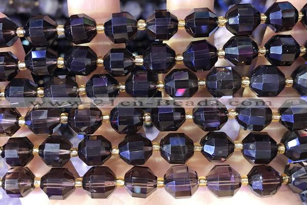 CCB1011 15 inches 9*10mm faceted smoky quartz beads