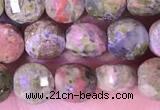 CCB1059 15 inches 4mm faceted coin unakite beads