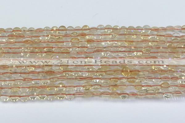 CCB1139 15 inches 4mm faceted coin citrine beads