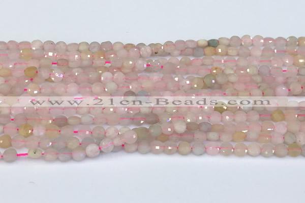 CCB1143 15 inches 4mm faceted coin morganite beads