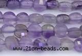 CCB1144 15 inches 4mm faceted coin amethyst beads