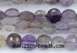 CCB1164 15 inches 4mm faceted coin mixed quartz beads