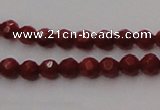 CCB120 15.5 inches 3mm faceted round red coral beads wholesale