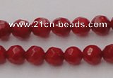 CCB121 15.5 inches 5mm faceted round red coral beads wholesale