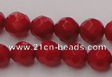 CCB122 15.5 inches 6mm faceted round red coral beads wholesale