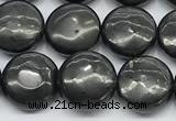 CCB1222 15 inches 10mm flat round shungite gemstone beads