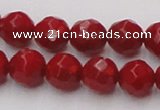 CCB123 15.5 inches 7mm faceted round red coral beads wholesale