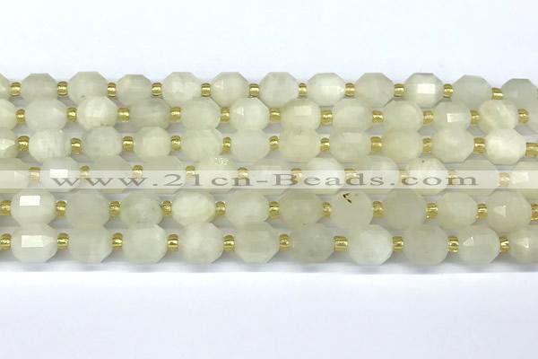 CCB1246 15 inches 7*8mm faceted white moonstone beads