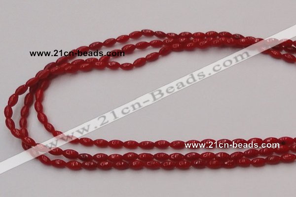 CCB130 15.5 inches 3*6mm rice red coral beads strand wholesale