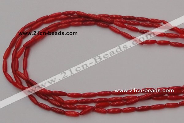 CCB131 15.5 inches 3*9mm rice red coral beads strand wholesale