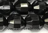 CCB1318 15 inches 9mm - 10mm faceted black agate beads