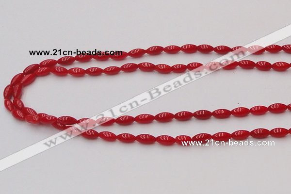 CCB132 15.5 inches 4*7mm rice red coral beads strand wholesale